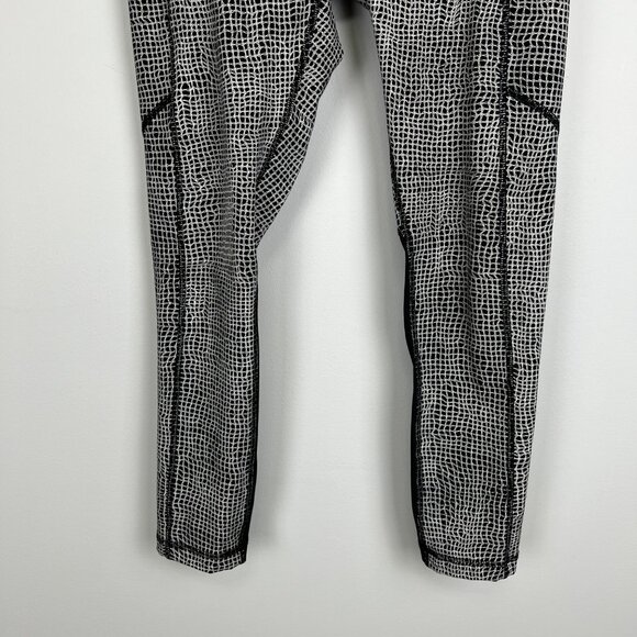 Lululemon Womens Speed Tight V Crop Leggings Fall Net Black White size 4 - Picture 5 of 11